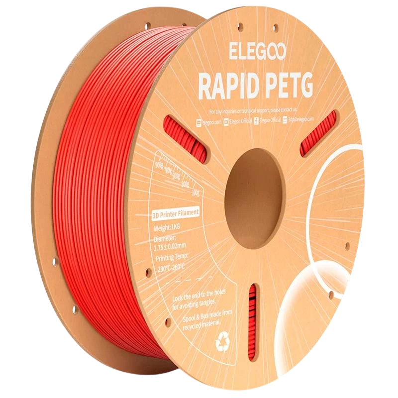 ELEGOO Rapid PETG Rouge pour Imprimantes 3D FDM - Filament 1.75mm Bobine de 1kg