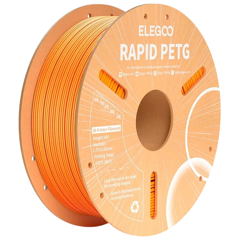 ELEGOO Rapid PETG Orange pour Imprimantes 3D FDM - Filament 1.75mm Bobine de 1kg