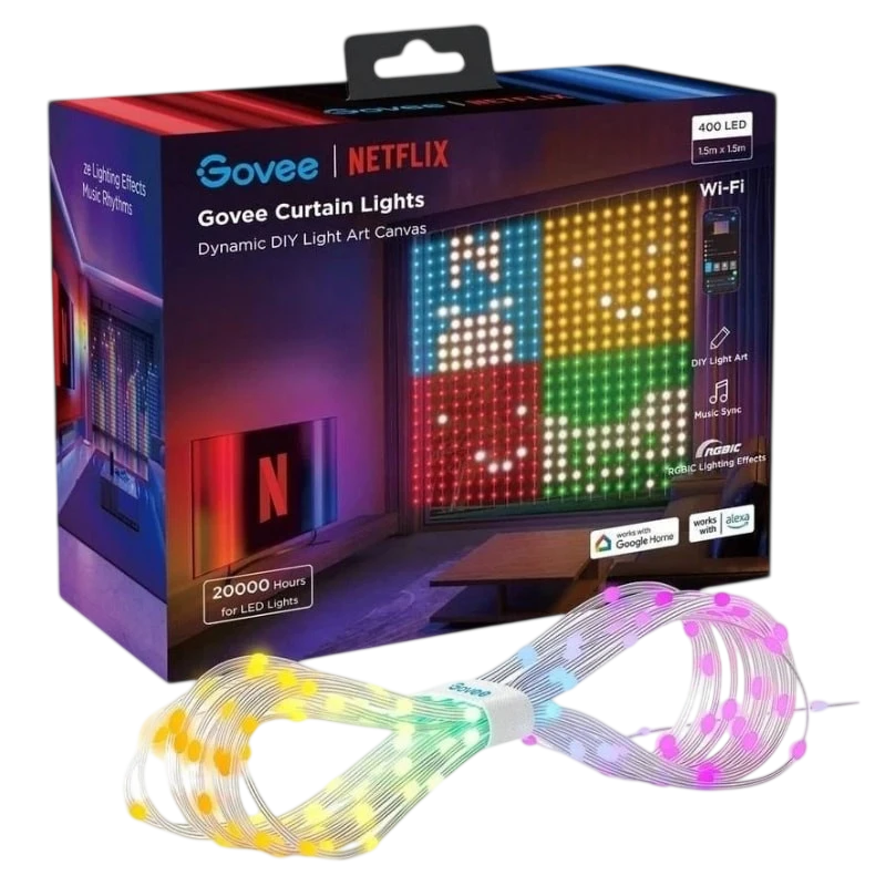 Govee H70BC Édition Netflix WiFi Bluetooth compatible avec Alexa et Google Rideau LED connecté