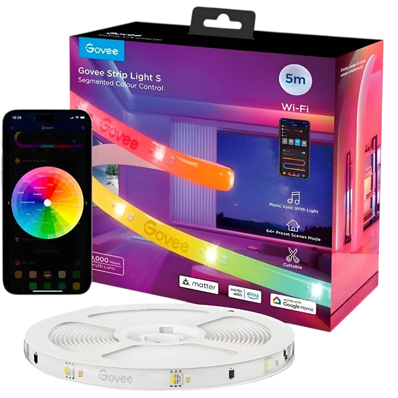 Govee H612A WiFi RGBIC 5 m Matter Bluetooth compatible avec Alexa et Google Bande LED
