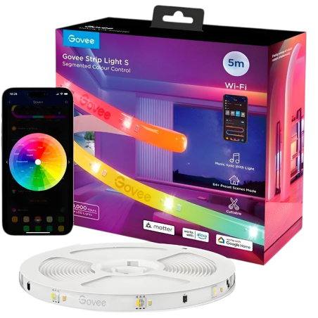 Govee H612A WiFi RGBIC 5 m Matter Bluetooth compatible avec Alexa et Google Bande LED
