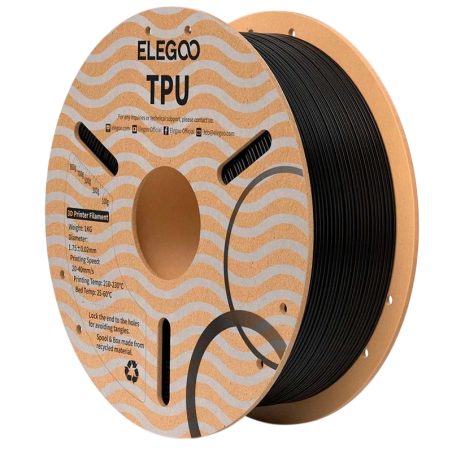 ELEGOO TPU Noir pour Imprimantes 3D FDM - Filament 1.75mm Bobine de 1kg