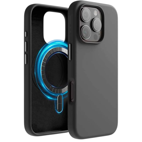 Coque Souple Magsafe Compatible iPhone 16 Pro Noir