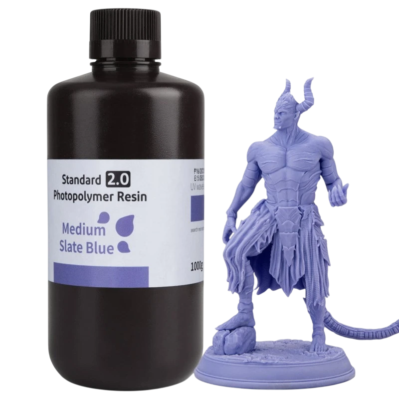 Résine Standard ELEGOO v2.0 Bleu Ardoise Moyen pour Imprimantes 3D à Résine LCD - 1KG