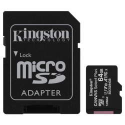 Kingston Canvas Select Plus 64GB 100MB/s Classe 10 Carte microSD + Adaptateur