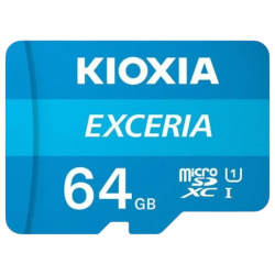 Kioxia Exceria 64GB 100MB/s Classe 10 Carte microSD + Adaptateur