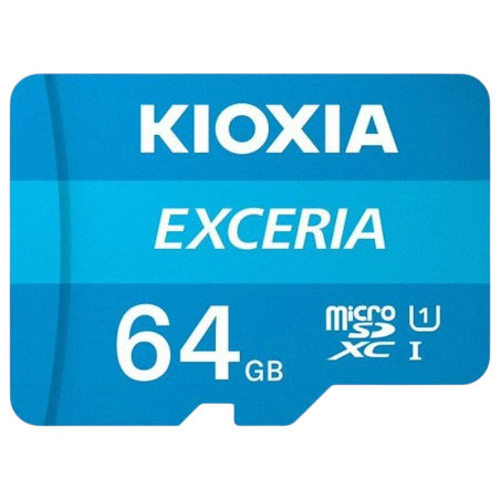 Kioxia Exceria 64GB 100MB/s Classe 10 Carte microSD + Adaptateur