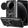 Coque d'armure militaire pour Xiaomi 15 Ultra 5G avec protection de l'appareil photo, support métallique et anneau Noir