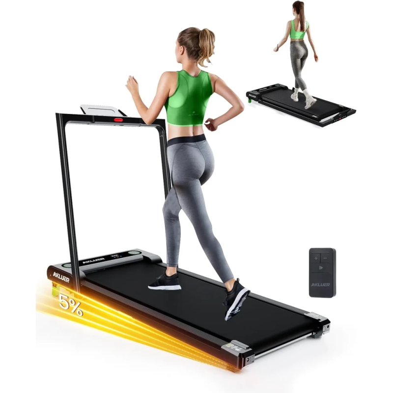 Akluer 480L-B jusqu'à 5 % d'inclinaison avec Télécommande 7,6km/h 2,5HP écran LED Tapis de course pliable