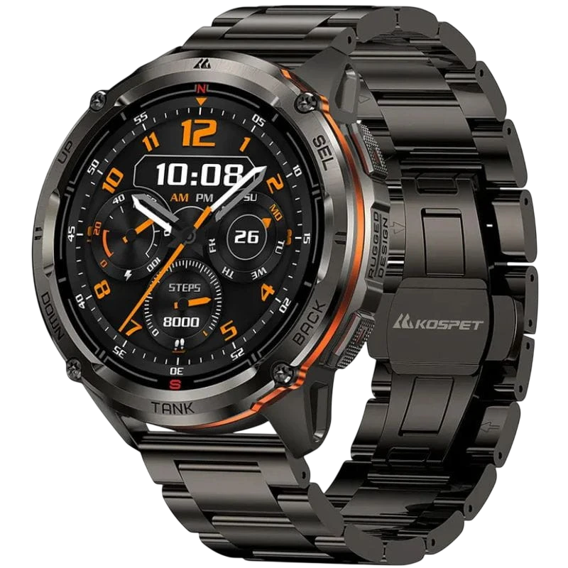 KOSPET Tank T3 Ultra 2 Noir Édition Spéciale 1,43 pouces AMOLED GPS 5 jours +170 sports 5ATM IP69K Montre connectée