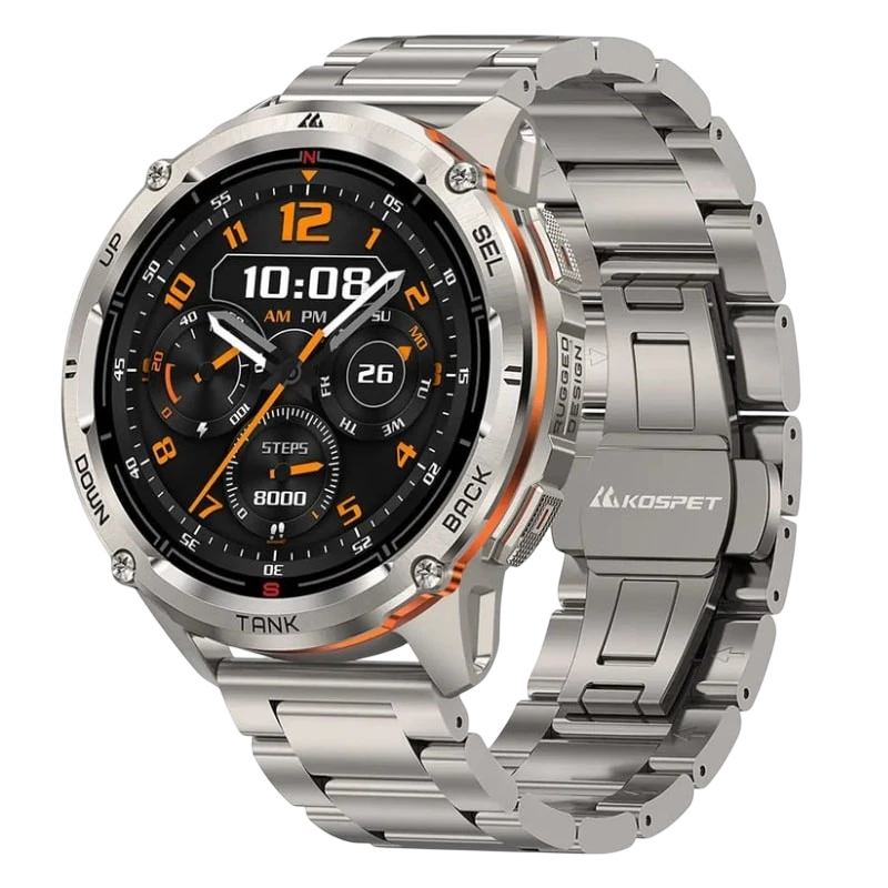 KOSPET Tank T3 Ultra 2 Argent Édition Spéciale 1,43 pouces AMOLED GPS 5 jours +170 sports 5ATM IP69K Montre connectée