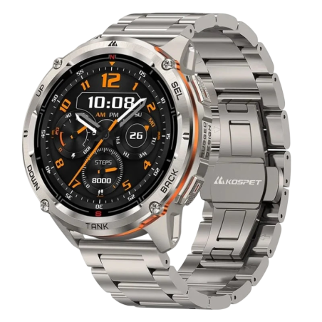 KOSPET Tank T3 Ultra 2 Argent Édition Spéciale 1,43 pouces AMOLED GPS 5 jours +170 sports 5ATM IP69K Montre connectée