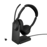 Jabra Evolve2 55 MS Stereo avec base de charge Arceau Bluetooth 5.2 18h Multipoint Casque sans fil