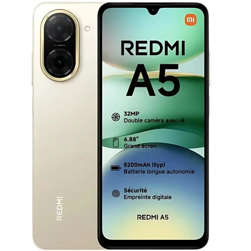 Xiaomi Redmi A5 3GB/64GB Doré 6,88 pouces IPS 120Hz 32MP 5200mAh