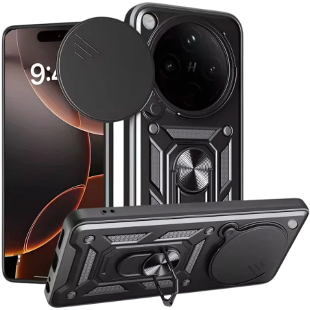 Coque armure militaire pour Oppo Find X8 5G avec protection de l'appareil photo et anneau noir