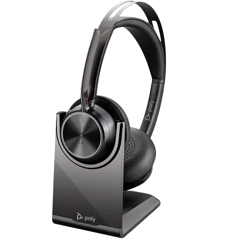 Poly Voyager Focus 2 USB-C avec base de charge Arceau Bluetooth 5.1 40h Casque sans fil