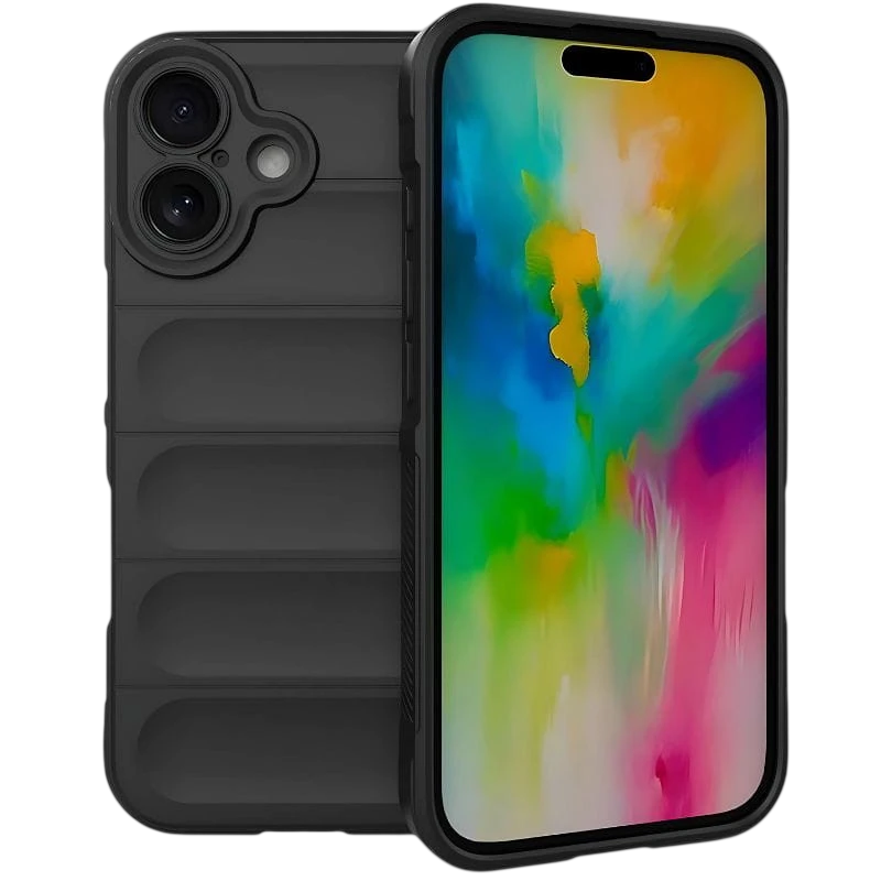 Coque en silicone Wave pour iPhone 16 Noir