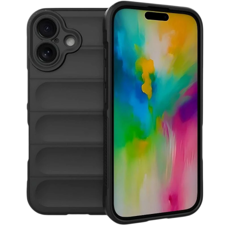 Coque en silicone Wave pour iPhone 16 Noir