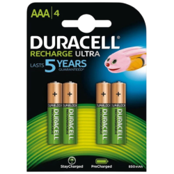 Pack 4x AAA Rechargeable Duracell 850 mAh HR03-A