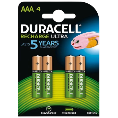 Pack 4x AAA Rechargeable Duracell 850 mAh HR03-A