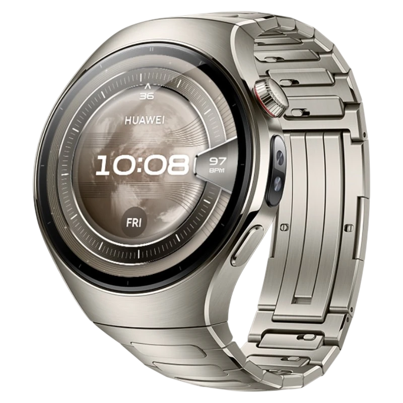 Huawei Watch 5 46 mm Argent Bracelet Titane 1,5 pouces AMOLED GPS NFC 5 jours +100 sports 5ATM