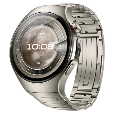 Huawei Watch 5 46 mm Argent Bracelet Titane 1,5 pouces AMOLED GPS NFC 5 jours +100 sports 5ATM