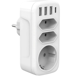Multiprise 4000 W 1x type F 2x type C 3x USB-A 1x USB-C