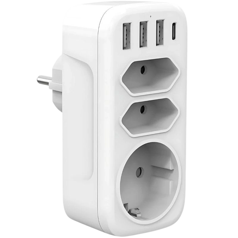 Multiprise 4000 W 1x type F 2x type C 3x USB-A 1x USB-C