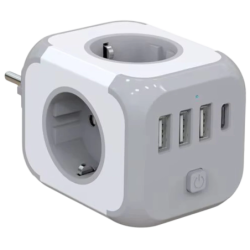 Bloc multiprises Cube - Adaptateur de prise 3x Type F 3x USB-A 1x USB-C