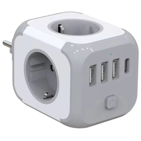 Bloc multiprises Cube - Adaptateur de prise 3x Type F 3x USB-A 1x USB-C