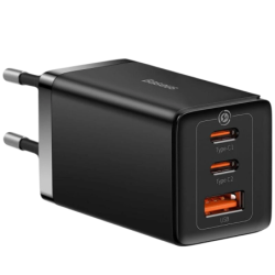 Baseus GaN5 Pro 65W - Chargeur mural 2xUSB-C 1xUSB-A Noir