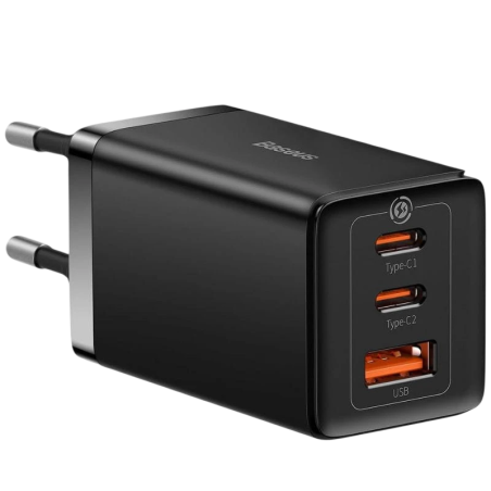 Baseus GaN5 Pro 65W - Chargeur mural 2xUSB-C 1xUSB-A Noir