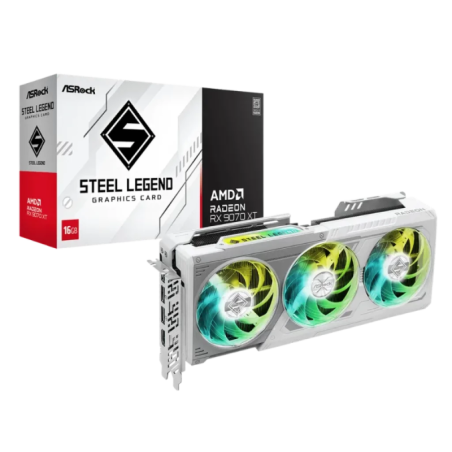 Asrock Steel Legend AMD Radeon RX 9070 XT 16 GB GDDR6 PCIe 5.0 3 ventilateurs HDMI 2.1 3 DisplayPort Carte graphique