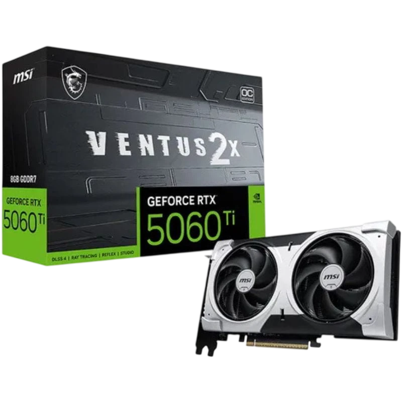 MSI GeForce RTX 5060 TI 8G VENTUS 2X OC PLUS NVIDIA 8 GB GDDR7 PCIe 5.0 2 ventilateurs HDMI 2.1 Carte graphique