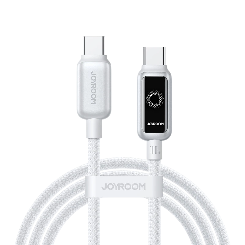 Câble Joyroom Intelligent Power‑Off 100 W USB‑C vers USB‑C 1,2 m, Blanc