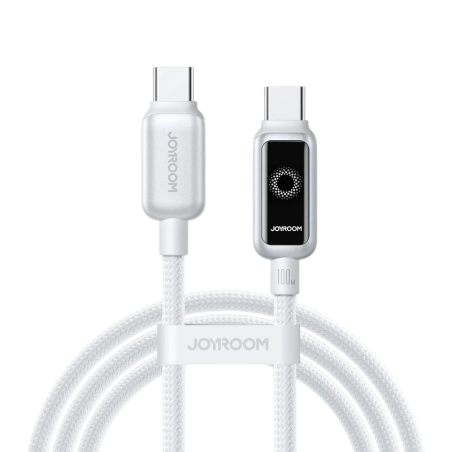 Câble Joyroom Intelligent Power‑Off 100 W USB‑C vers USB‑C 1,2 m, Blanc