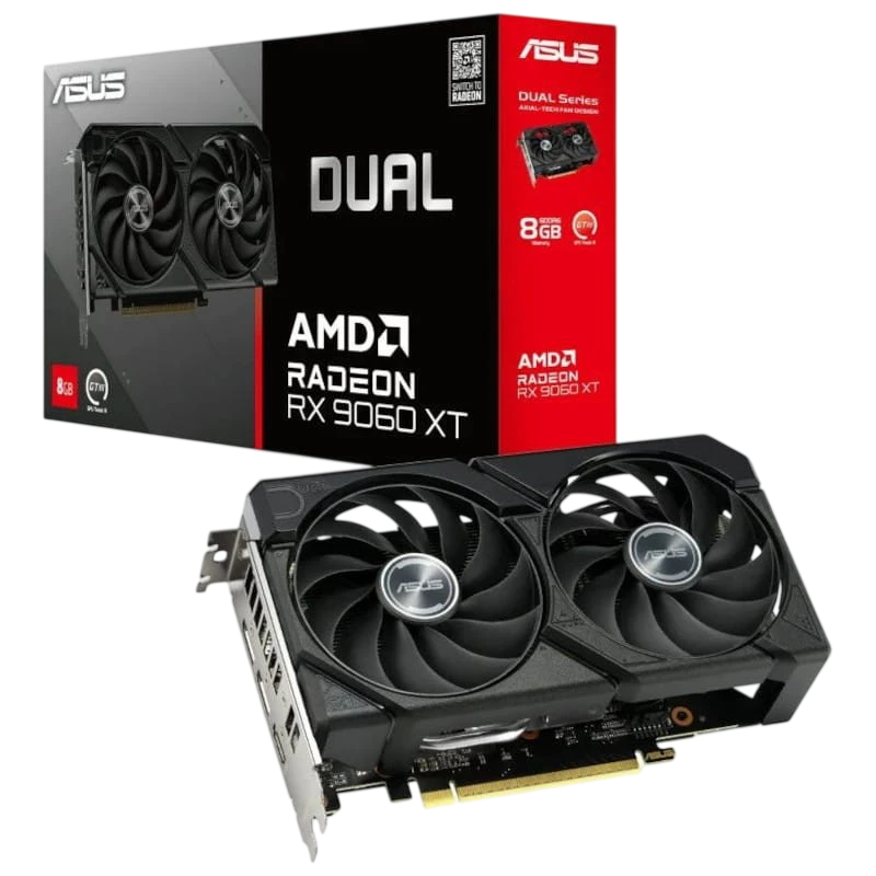 ASUS DUAL-RX9060XT-8G AMD Radeon RX 9060 XT 8 GB GDDR6 PCIe 5.0 2 ventilateurs HDMI 2.1 2 DisplayPort Carte graphique