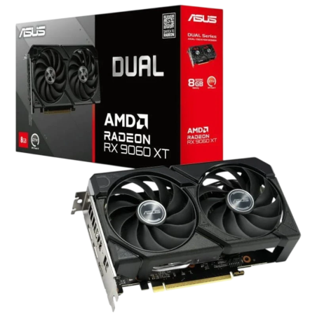 ASUS DUAL-RX9060XT-8G AMD Radeon RX 9060 XT 8 GB GDDR6 PCIe 5.0 2 ventilateurs HDMI 2.1 2 DisplayPort Carte graphique