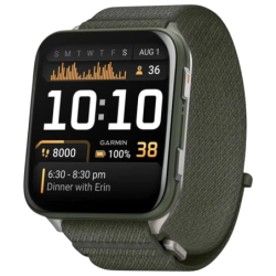 Garmin Venu X1 Boîtier en titane Bracelet Nylon Vert 2 pouces AMOLED 8 jours 5ATM Smartwatch