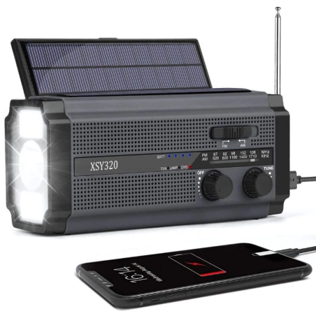 5000 mAh Gris et Noir Radio d'urgence portable