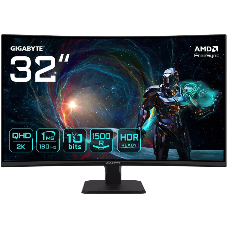 Gigabyte GS32QCA LED Noir 32 pouces 2K 180Hz 1ms FreeSync Écran