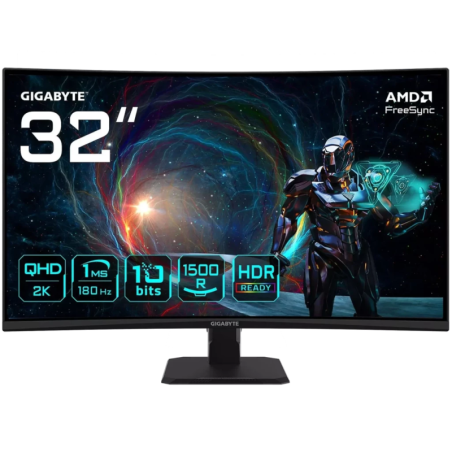 Gigabyte GS32QCA LED Noir 32 pouces 2K 180Hz 1ms FreeSync Écran