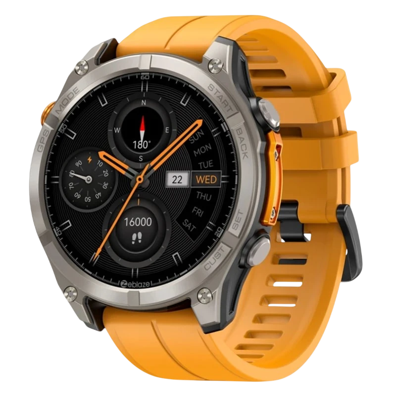 Zeblaze Stratos 4 Orange 1,43 pouces AMOLED GPS 30 jours +170 sports 5ATM IP69K Smartwatch