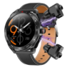 T95 Noir Bracelet Cuir avec écouteurs 1,52 pouces IPS 7 jours IP67 - Montre connectée