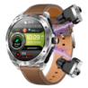 T95 Marron Bracelet Cuir avec écouteurs 1,52 pouces IPS 7 jours IP67 - Montre connectée