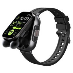 D8 Noir Bracelet Silicone avec écouteurs 2,01 pouces AMOLED 5 jours +100 sports IP67 - Montre connectée