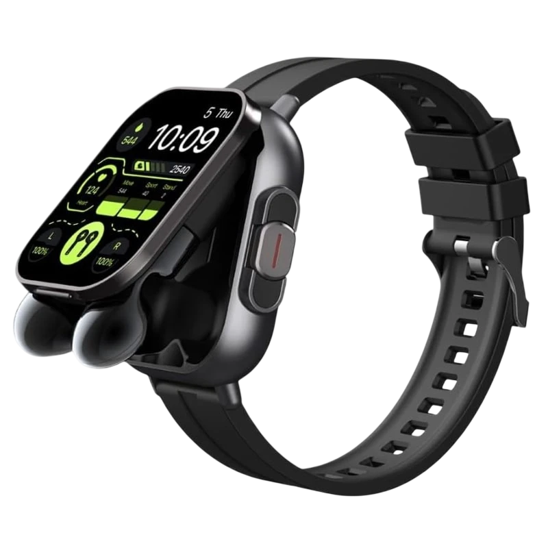 D8 Noir Bracelet Silicone avec écouteurs 2,01 pouces AMOLED 5 jours +100 sports IP67 - Montre connectée