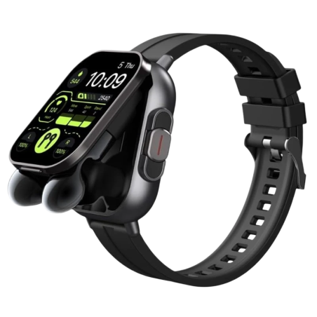 D8 Noir Bracelet Silicone avec écouteurs 2,01 pouces AMOLED 5 jours +100 sports IP67 - Montre connectée