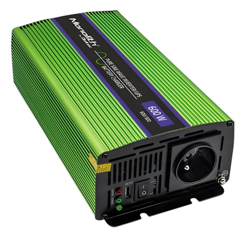 Qoltec Monolith 600 W, Vert onde sinusoïdale pure Adaptateur et onduleur