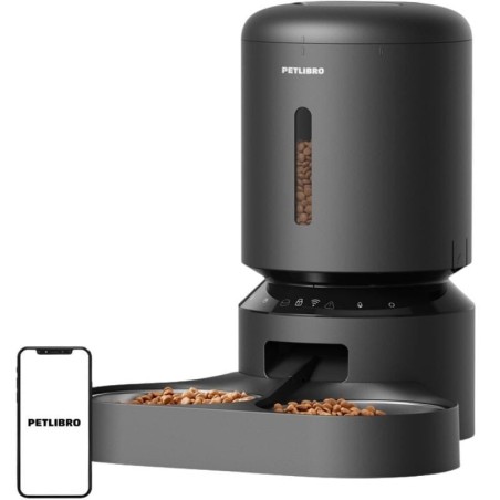 Petlibro Granary à double récipient, WiFi, 5L appli avec batterie de secours Mangeoire automatique